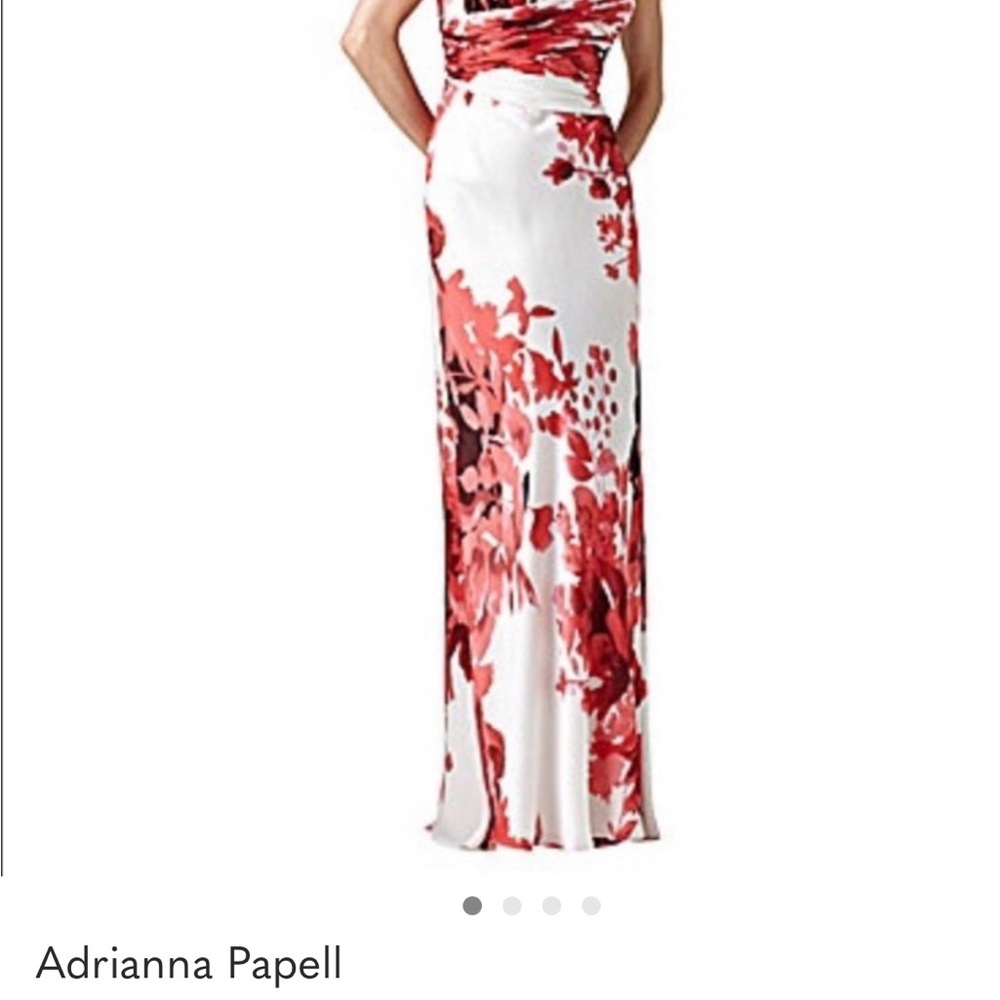 Adrianna Papell White Maxi Dress with Red Floral Print